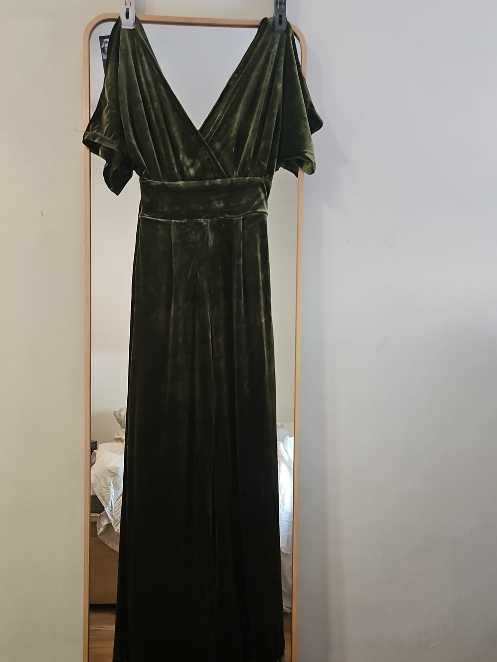 Cider Green Velvet Jumpsuit XS NWT